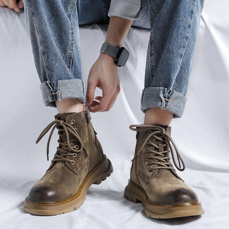 Модные универсальные мужские ботинки из кожи — фото 4