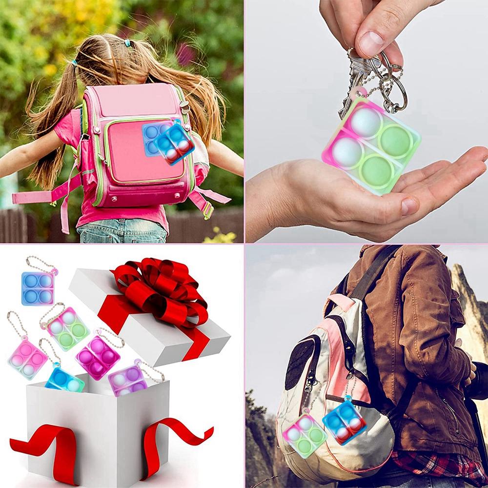 12/24Pcs Mini Pop Fidget Toy Pack Kit Keychain Stress Relief Hand Toys Party Favors Offi Desk Toy for Kids Adults Brinquedos