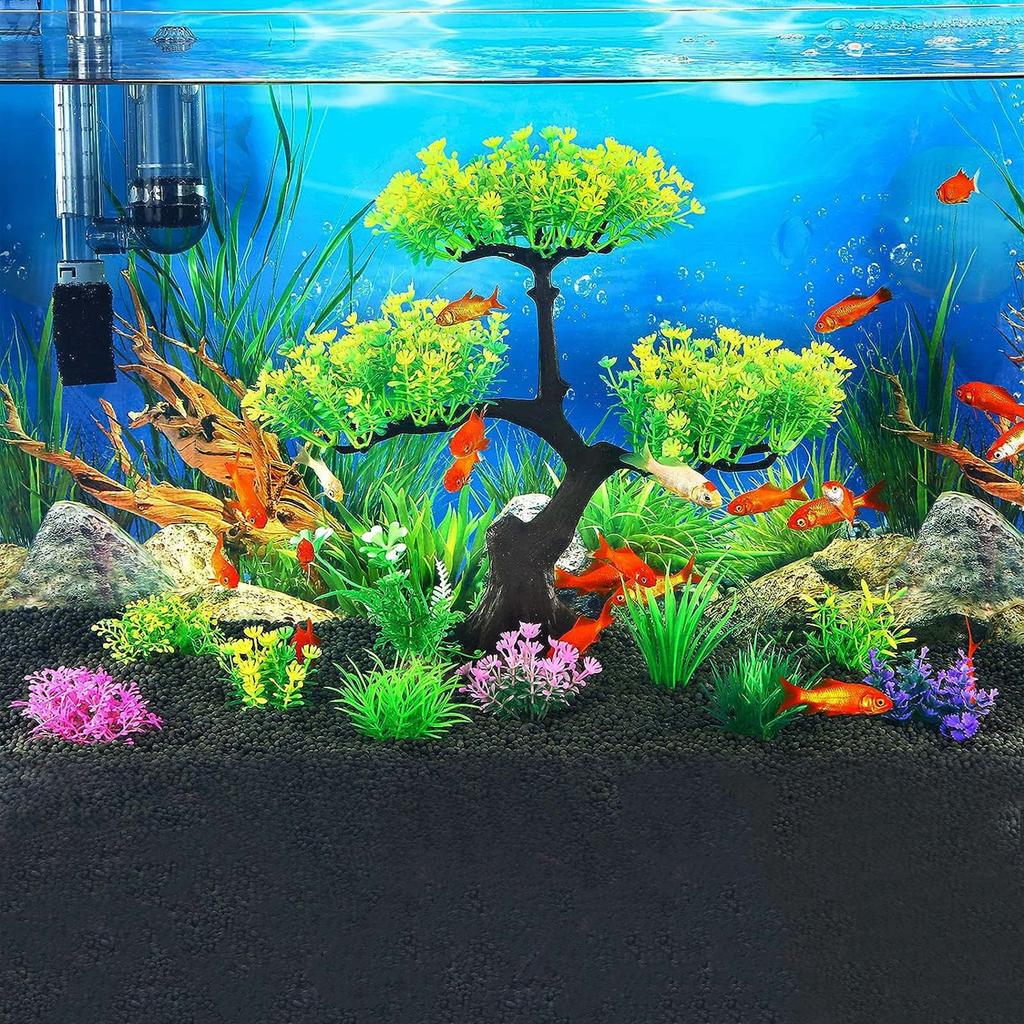 10 Pieces Aquarium Decors Plant Ornaments Green Aquatic PlantTank Landscaping Green Artificial Leaves Hiding Spot