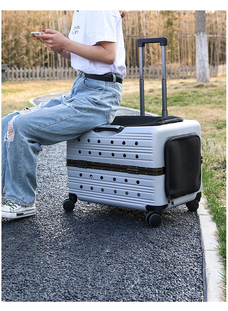 

Pet Trolley Bag Case Carrier for Cats Expands Transparent Puppy Move Bag Travel with Wheels Pet Items Portable Cat Holder Basket білий