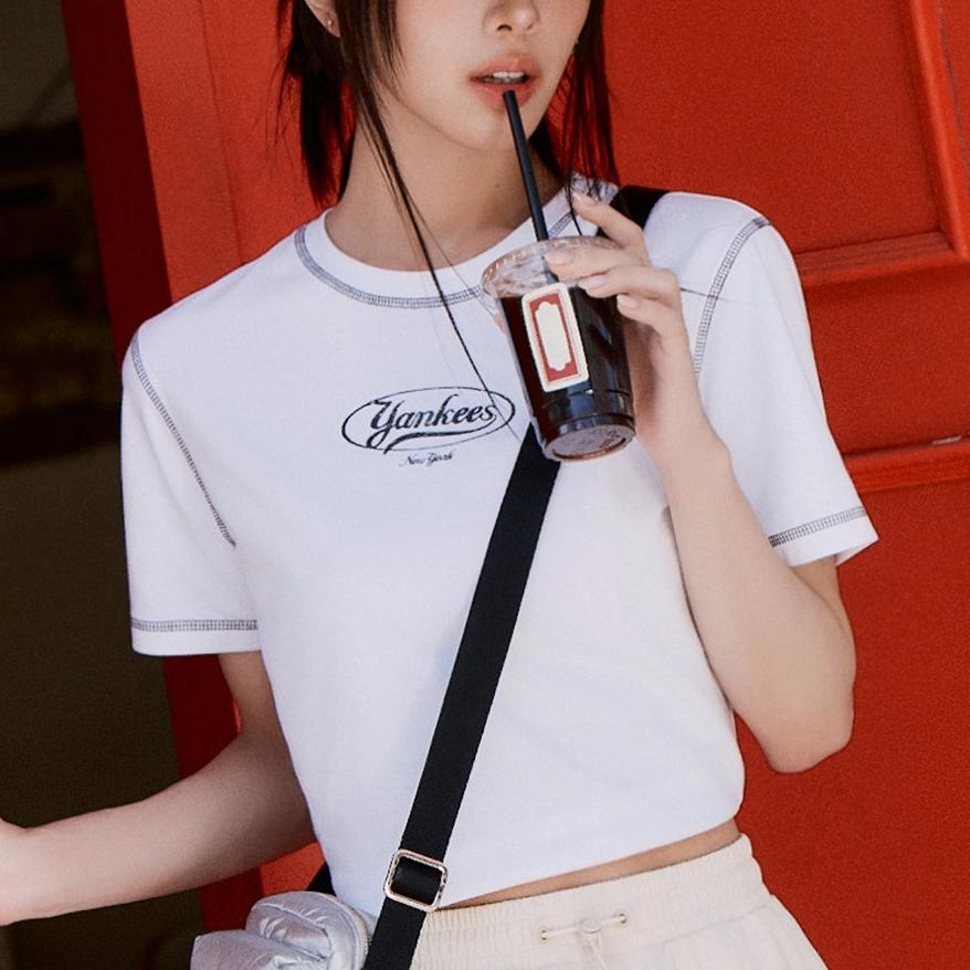 New MLB New York Yankees T Shirts Women's White 3FTSN0243-50IVS