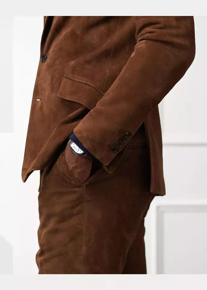 Wear Formal Biker Fashionable Stylish Men's Brown Suede Leather Pants Casual