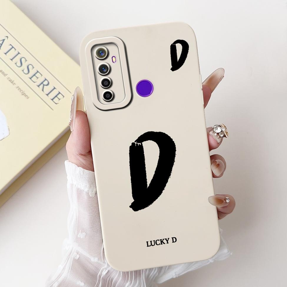 For Realme 5i RMX2030 6i RMX2040 Cover For Realme 6i Case Simple Fashion Letters A-Z Pattern Design Silicone Shockproof Bumper