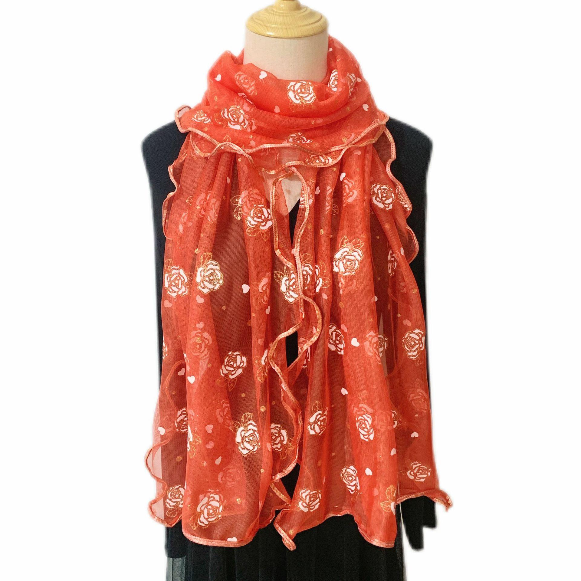 

Elegant Embroidered Scarf Breathable Windproof Shawl Multi Functional Anti Fashion for Travel and Outdoor Use помаранчевий