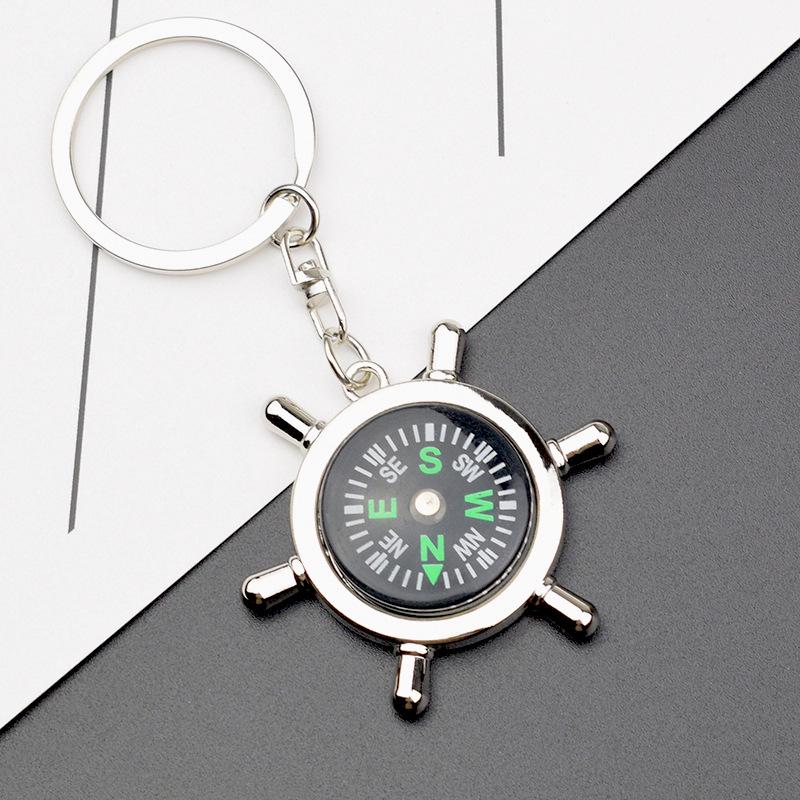 Ship's Wheel Compass Keyring - Metal Company Logo Gift & Outdoor Decorative Ornament