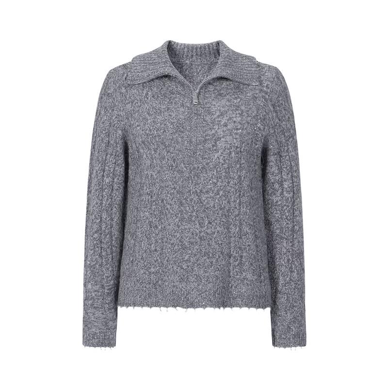 JOOOZE Vintage Relaxed Collared Sequin Wool-Blend Knit Sweater