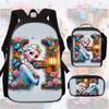 Zaino Scolastico Principessa Set da 3 Pezzi Grande Capacità Impermeabile Borsa a Spalla Astuccio Borsa a Tracolla per Bambini