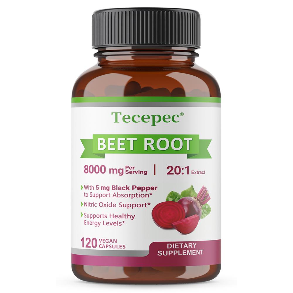 

Beet Root Extract Dietary Supplement, With Black Pepper Extract, 120 Capsules Per Bottle 120 Capsules