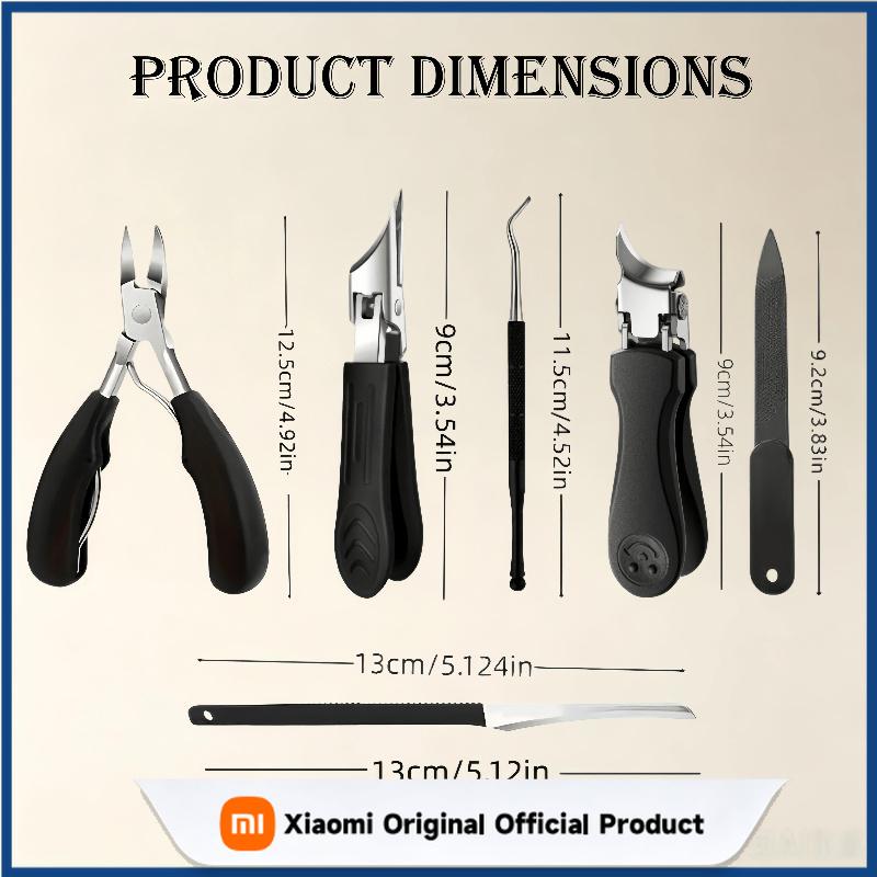 Xiaomi Professional 1/7 Piece Set Ingrown Toenail Pedicure Kit Heavy‑Duty Thick Nail Clippers Cuticle Pusher Peeling Knife Nail File