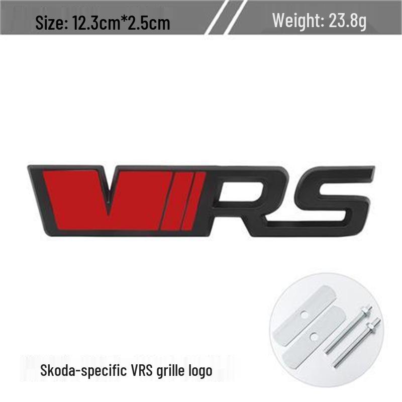 Volkswagen Skoda RS Emblem Set: Octavia Rapid Grille, VRS Fender, Metal Tail & Body Stickers