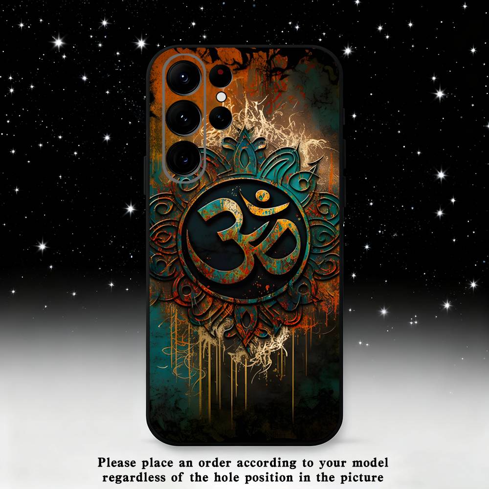 

Yoga Aum Om Mandala Elegant Phone Case For Samsung S25,S24 Ultra,S20,S30 plus,S22 plus,S23,S30 Ultra 5G Silicone Black Shell Samsung S24Plus