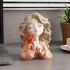 Wavy Blonde Hair Girl Figures Rose Flower Statue Desk Decoration Exquisite Character Resins Sculpture Room Aesthetics Decor