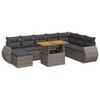 Vidaxl 9-Cz. Garden Furniture Set With Cushions, Grey, Poly Rattan