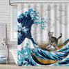 Funny Cats Shower Curtain Cats Riding Boat Cool Cute Cats Dogs Flowers Summer Bathroom Decoration Polyester Bath Curtains