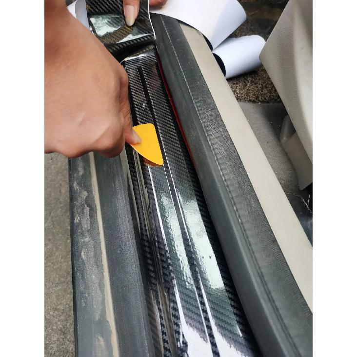 5/10cm DIY 3D Black Carbon Fiber Vinyl Car Wrap Sheet Roll Film Sticker Decal Door Sill Anti-Scratch Protector Tape Film