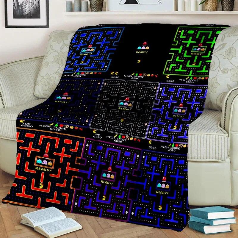 

3D Pacman Ретро классическое игровое одеяло для геймера, мягкое одеяло для дома, спальни, кровати, дивана, пикника, путешествия, офиса, одеяло, детское одеяло 125x150cm(50x60in)