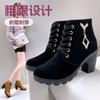 2025 new personalized versatile high-heeled short boots spring and autumn bare boots Martin boots women's British style boots black light brown