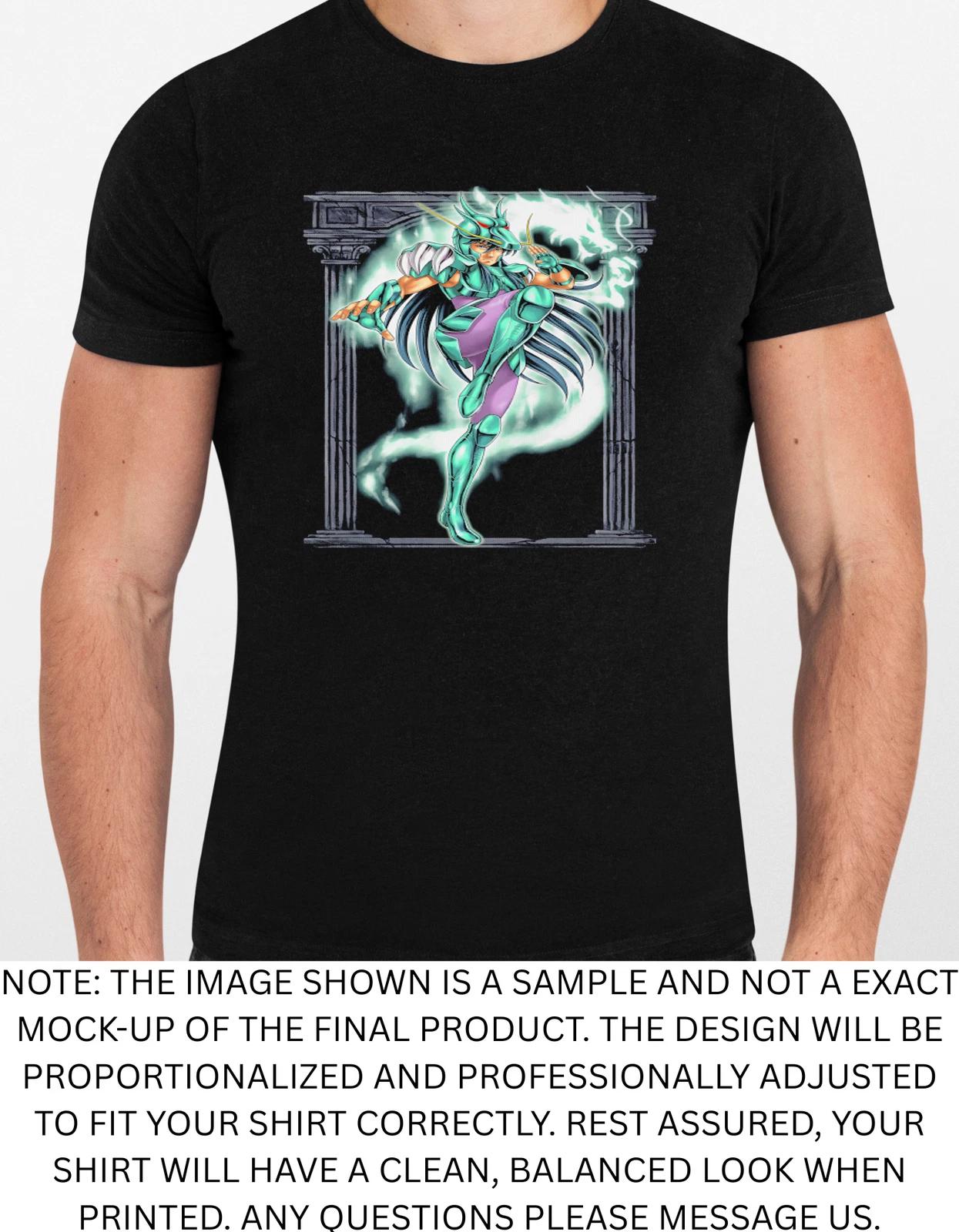 Men s and Women s T-shirts Animated Knight With Dragon Aura Graphic L