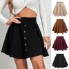 Women's Solid Color Corduroy Skirt Fashionable Sweet Single Row Button High Waisted Umbrella Skirt for Women