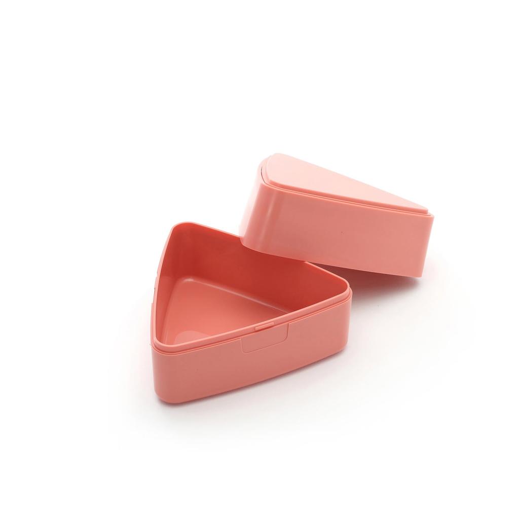 Dreieckige Reisbällchen-Box mit integriertem Kühlakku für einen Macaron W x T x Mini Bento Hergestellt in GEL-COOL Reis, Pink, 10,3cm 9,5cm 6,6cm H, Box, One-Touch