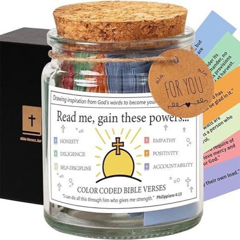 Devotional Vessel Bible Verses In Glass Jar For Prayer Scripture Paper Cards Included Christian Home Decoration Gift