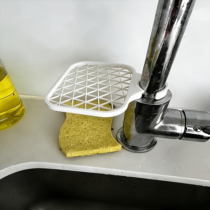 2Pcs Faucet Sponge Holder Kitchen Sink Drain Rack Hanging Soap Organizer Storage Shelf