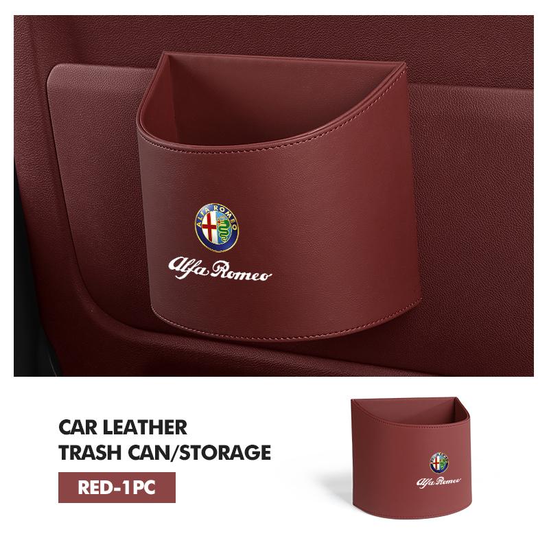 Car Stickers For Alfa Romeo Leather Car Logo Water Cup Organizer Holder Hanging Waterproof Trash Bin For Alfa Romeo Giulietta 94