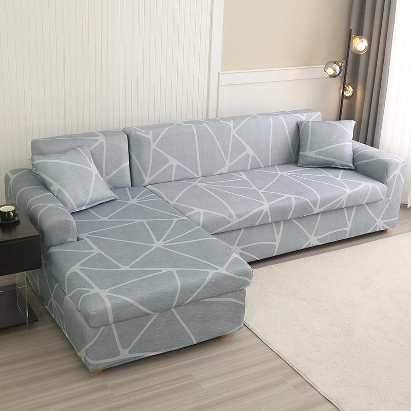 Stretch Sofa Überwurf Sofabezug Spandex Rutschfest, mit elastischem Saum für L-Form Ecksofas, Ideal für Kinder und Haustiere