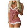 Women's Two Piece Sleepwear Set Lace Trim Cami Top and Shorts Soft Comfortable Lounge Pajama Set for Nightwear