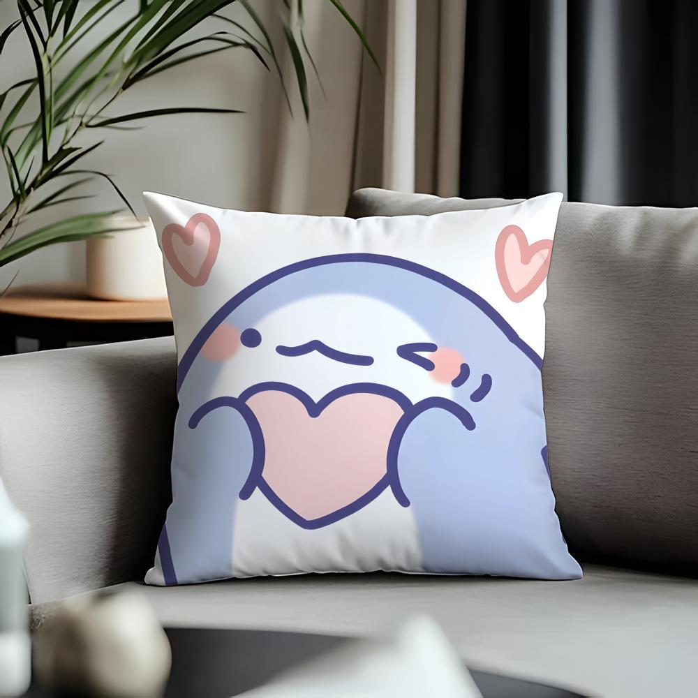 Fashion Ffat Sharkead Cushion Cover Antidustmite Pillowcase Invisible Zipper Silky Short Plush Sofa Cushion Cover