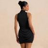 European & American Women's Winter Solid Slim Fit Round Neck Sleeveless Mini Dress