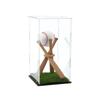 1set Natural Wood Baseball Bat Home Display Decorations Trasparent Acrylic Toys Action Figures Display Boxs Square Fibre Artificial Moss Mat