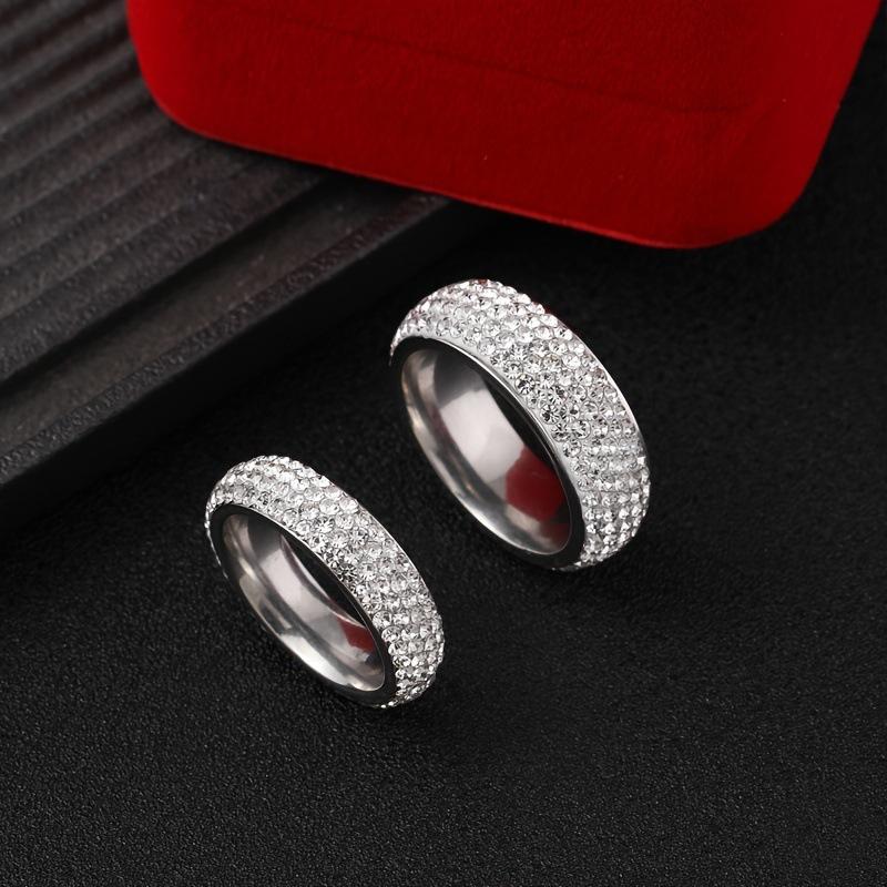 

Titanium Steel Ring with Clay Inlay and Diamond Starry Sky Couple Rings, Light Luxury Design, Stainless Steel Jewelry Factory 10No.