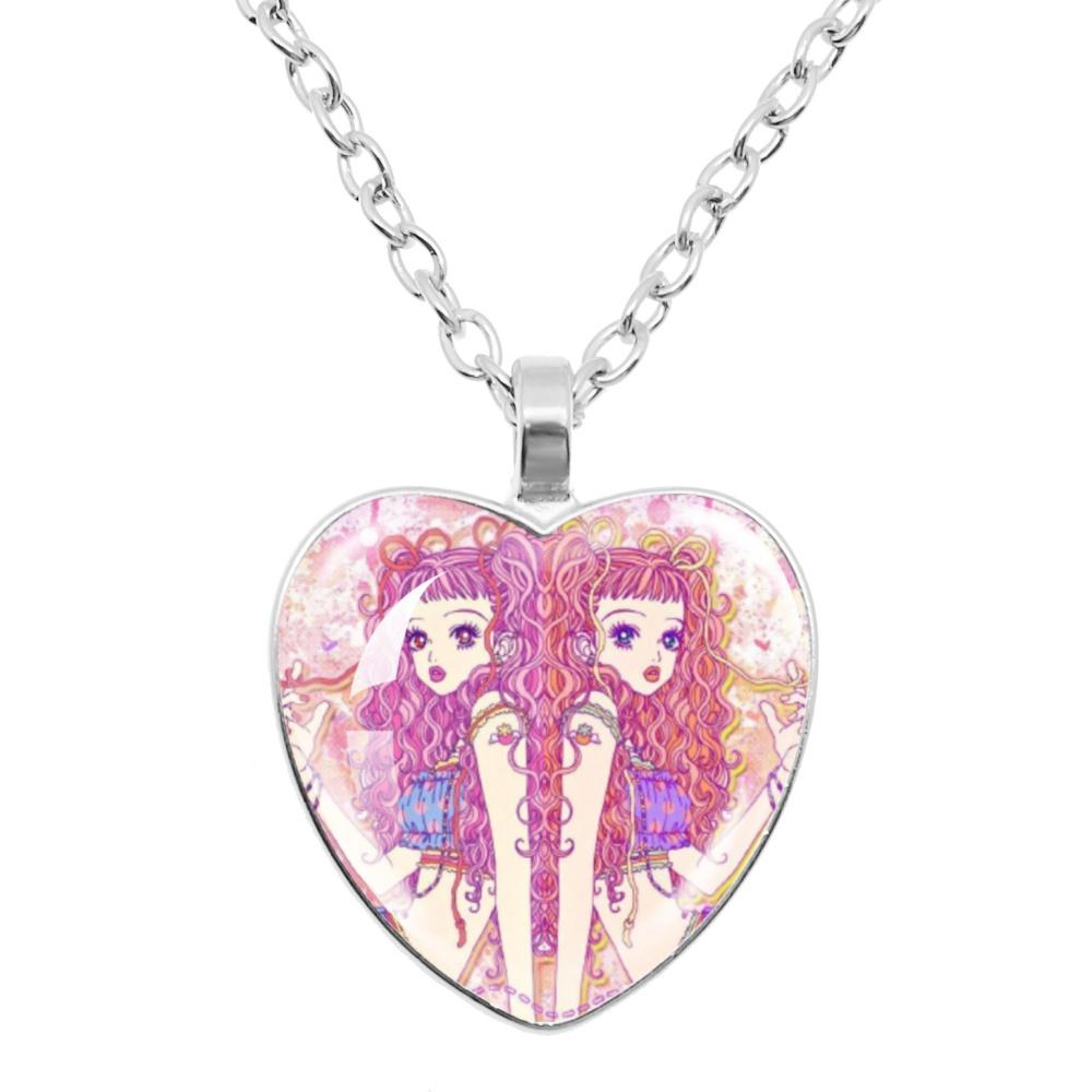 Paradise Kiss Anime Necklace Yukari Hayasaka Miwako Sakurada Glass Heart Shape Pendant Necklace Charm Jewelry Friend Gift