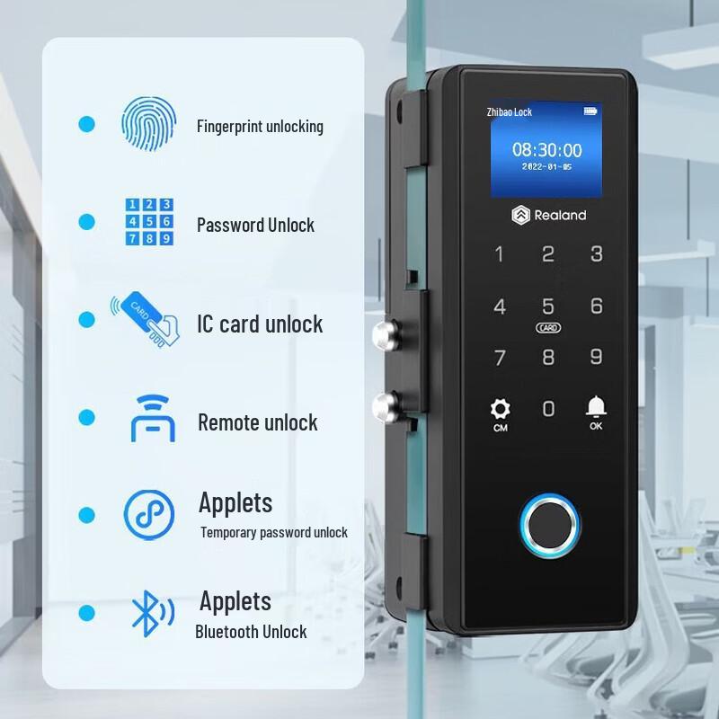 Realand ZD208Y Smart Fingerprint Glass Door Lock CN plug (adapter included)