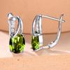 Oval Blue Zircon Diamond Champagne Gold-Plated Earrings for Weddings & Engagements
