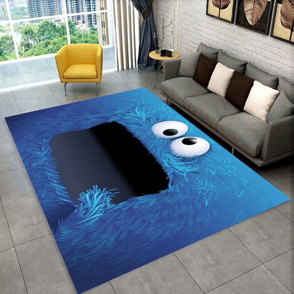 S-Sesame Street TV Cute Cartoon Carpet Rug for Bedroom Living Room Sofa Home Doormat Home Decor,Area Rug Non-slip Floor Mat Gift