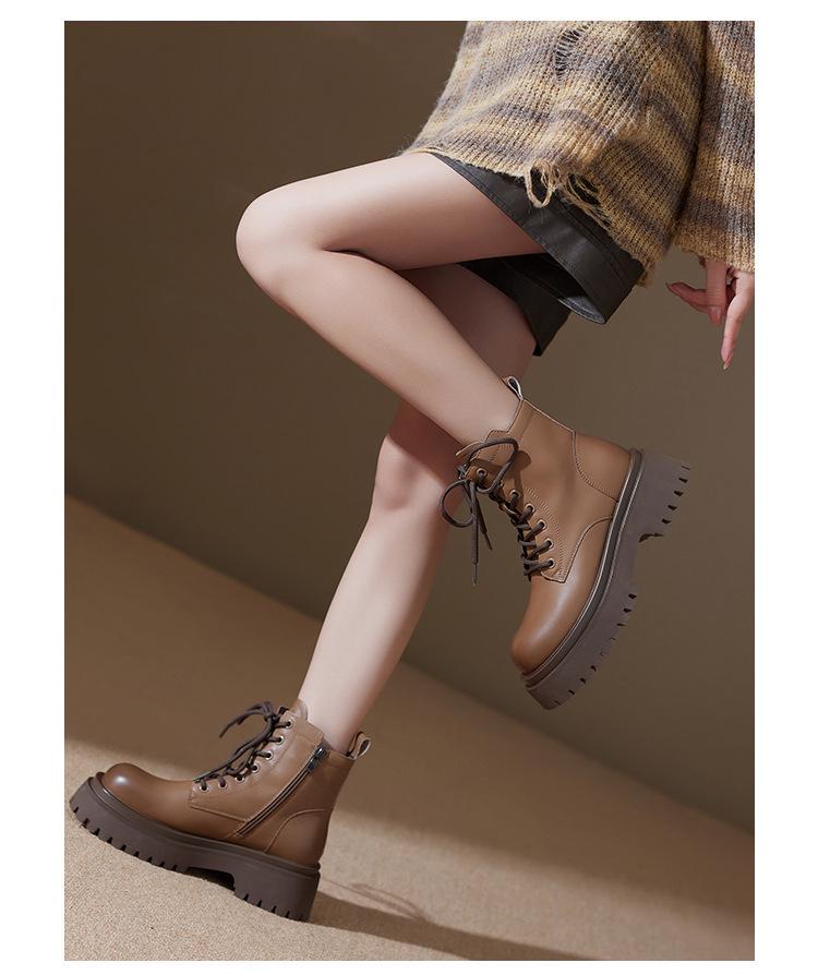 High-Quality 6CM Thick Sole Martin Boots for Women – Autumn 2025 British College Style, Four-Season Wear, Short Boots