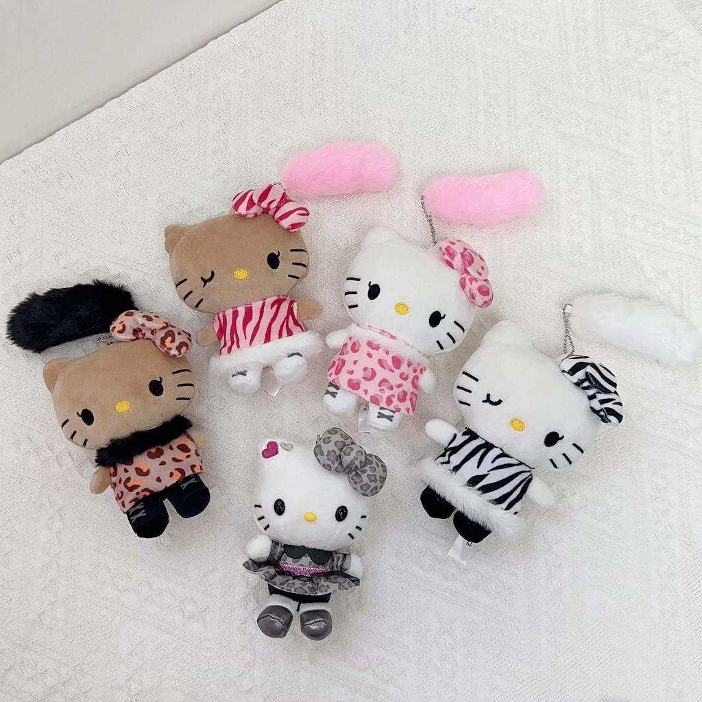 Fun Hello Kitty Plush Pendant With Leopard Print Dress Decor For Collectors And Kids