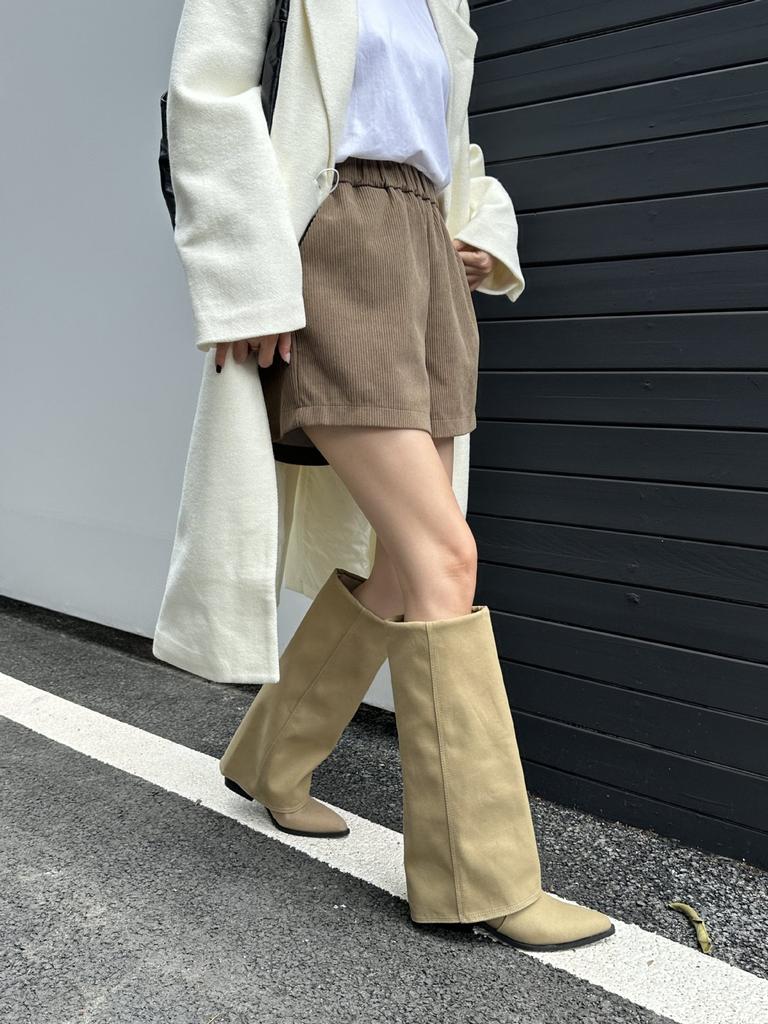 Herbst und Winter 2025 neue spitze Stiefel mit dickem Absatz Retro aber Kniestiefel High Heel Western Cowboy Stiefel Ritterstiefel