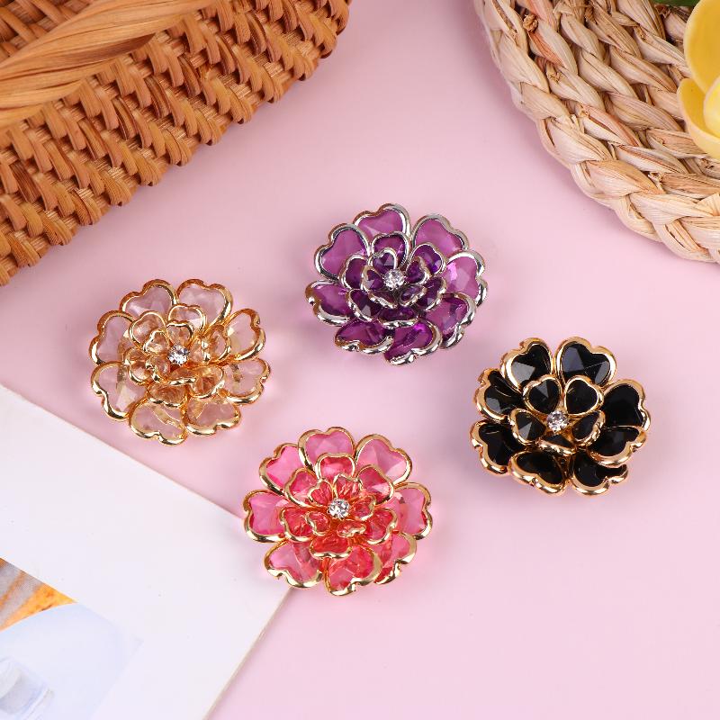 Faux Shell Pearl Flower Button Decorative Covers Women Shirt Accessories Cufflinks Luxury Rhinestone Button Clip For Clothing