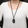 Vintage Retro Buddha Black God Rhinestone Obsidian Pendant Necklace Chain Unisex Men Women Fashion Gothic Amulet Talisman Jewelry Party Gift