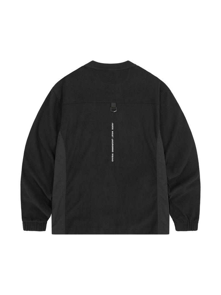 Jeimiweseuteu Lightweight Fleece Nylon Pocket Pullover (Black)
