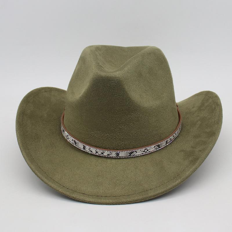 White Leather Textured Tibetan Woolen Hat Men'S And Women'S Wide-Brimmed American Top Hat Western Cowboy Hat Jackson Jazz Hat