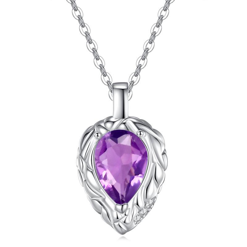 

S925 sterling silver pear-shaped natural stone necklace women s high-end exquisite water drop collarbone chain necklace 925 silver