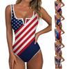 NEWWEN Womens Flag Swimsuit Patriotic V Neck Tank 4th of July USA Beach Holiday Swimwear