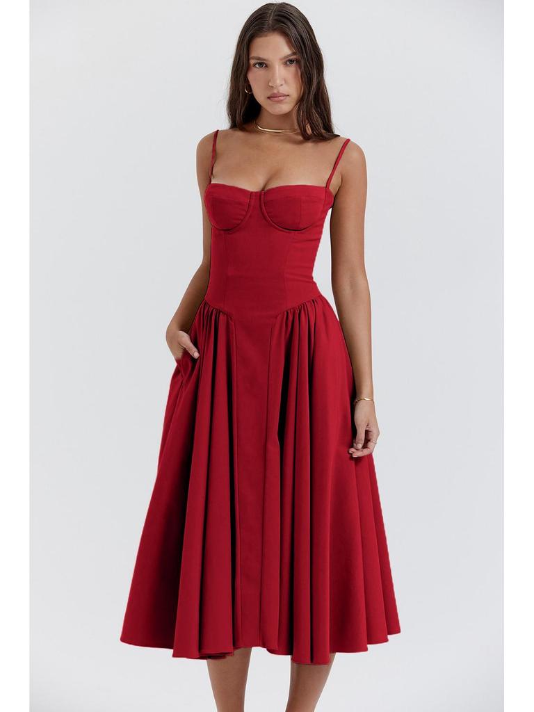 Summer New French Retro Long Dress - Court Style Spaghetti Strap Dopamine Outfit for Women