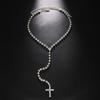 Rhinestones Cross Pendant Necklace Shiny Clavicle Chain  Jewelry Accessories