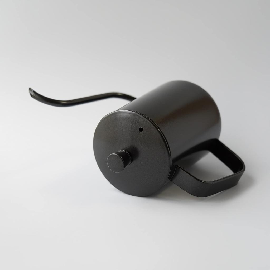 FUN COFFEE Drip Pot, 600ml, Direct Heat, Narrow Mouth, Coffee Kettle, Stainless Steel, with Lid, OutdoorCamping Kettle, Black (co-0012-2)