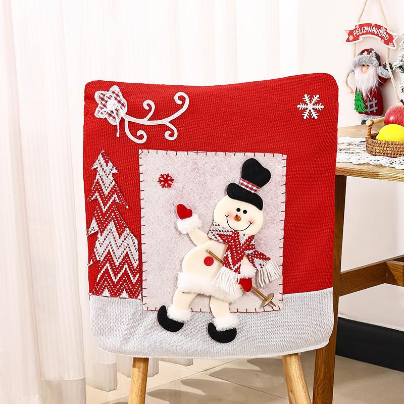 3D Cartoon Santa, Snowman & Reindeer Chair Covers - Christmas & New Year Decorations